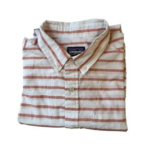 Patagonia Organic Cotton Short Sleeve‎ Button Down Shirt Stripe Mens Medium
